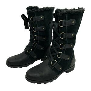 Sorel Emelie Shearling Lined Leather Waterproof Lace Mid-calf Boots Women’s NWOT